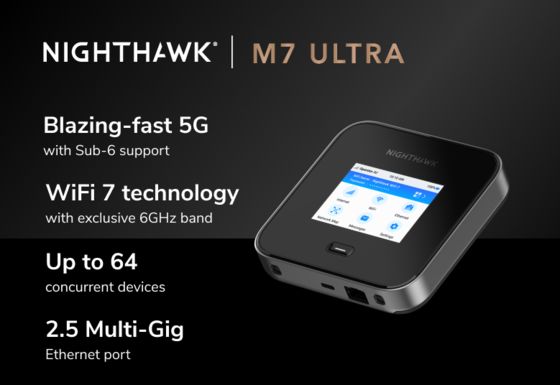 購入 NIGHTHAWK M7 Ultra 5G WiFi 7 モバイルホットスポットルーター 5.8Gbps スピードと 2.5G イーサネット online manufacture